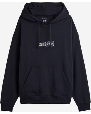 Y-3 Cotton Hoodie With Adjustable Hood And Front Logo - Blau