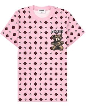 Moschino Graphic Crew Neck T-Shirt - Pink