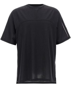 Y-3 ' Mesh Stripes Kurzarm' T -Shirt - Schwarz