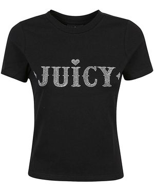 Juicy Couture Logo Baumwoll -T -Shirt - Schwarz