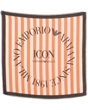 Emporio Armani Striped Silk Foulard - Pink