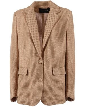 Fabiana Filippi Sequin Mesh Single Breasted Jacket - Brown