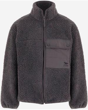 Maison Kitsuné Fleecejacke von Maison Kitsune mit Vordertasche - Schwarz