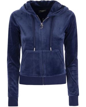 Juicy Couture Cotton Samt Hoodie - Blau