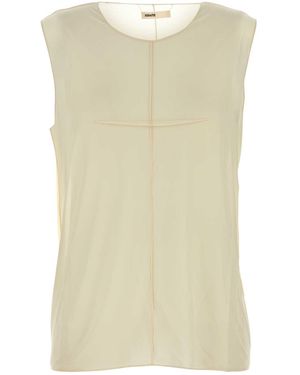 KHAITE Cream Stretch Cupro Allo Top - Natural