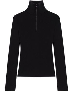 Courreges Zipped Mockneck Jumper Clothing - Black