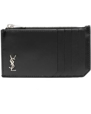 Saint Laurent Monogram-Plaque Cardholder - Black