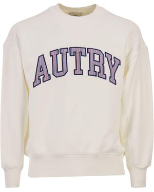 Autry Cotton Crew Neck Sweatshirt With Logo - White