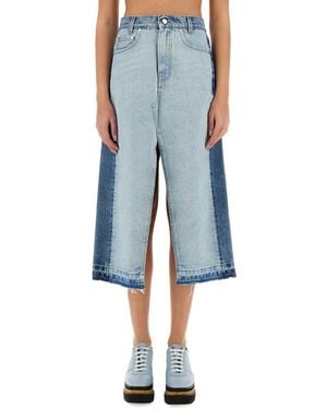 Stella McCartney Denim Skirt With Contrasting Panel - Blue