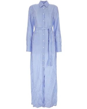 Prada Printed Silk Shirt Dress - Blue