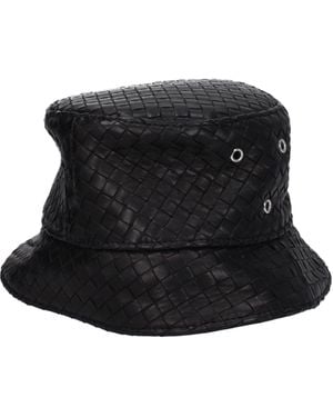 Bottega Veneta Sombreros hombres de cuero negro
