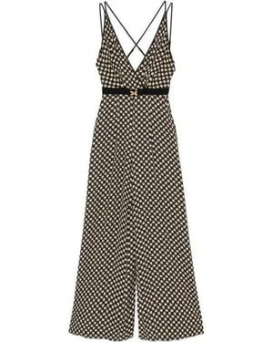 Elisabetta Franchi Viscose Jumpsuit With Deep V-Neckline - Grau
