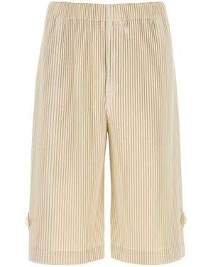 Homme Plissé Issey Miyake Homme Plisse' Issey Miyake Sand Polyester Bermuda Shorts - Natural