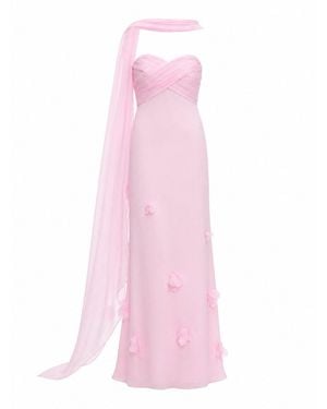 Self-Portrait Dress With Scarf Georgette - Pink
