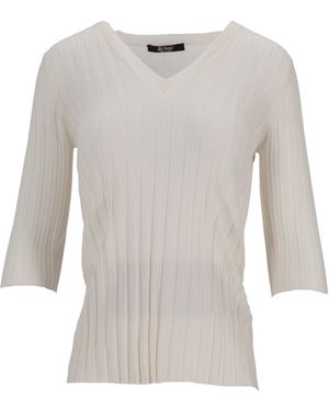 LA ROSE Cuello En V Cash/Seda Crema - Blanco