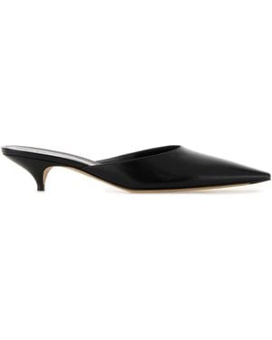 The Row Leather Lisa Mules - White