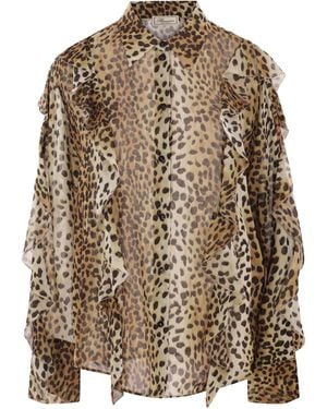 Blumarine Schwarzes Cognac-Langarmhemd - Braun