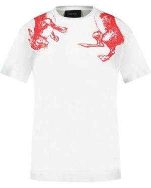 Simone Rocha Wit Katoen Haas Illustratie T-Shirt