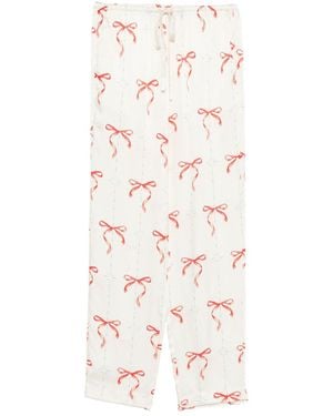 forte_forte Printed Drawstring Trousers - White