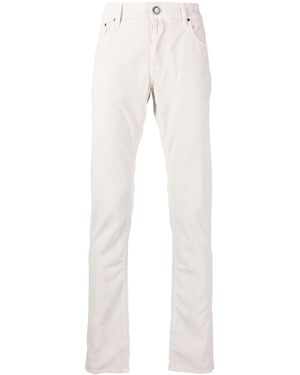 Jacob Cohen Gerade Hose Mit Logo-Patch - Weiß
