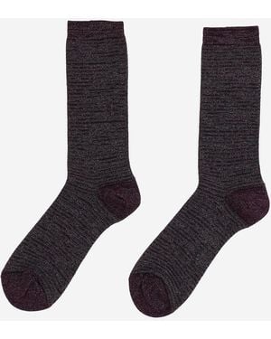 ANT45 Ribbed Cotton Blend Socks With Metallic Thread - Blue