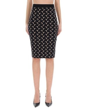 Marine Serre Midi Skirt "Moon" - Black