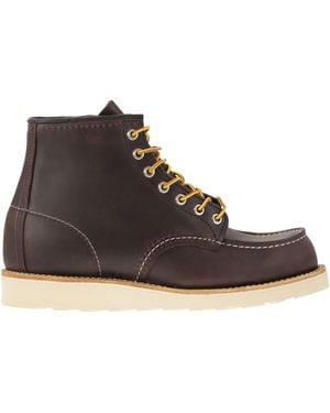 Red Wing Roter Flügel klassischer MOC -Lederstiefel mit Schnürsenkel - Braun