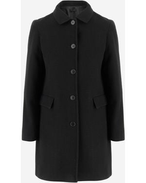 F.it Viscose Blend Single Breasted Coat - Black