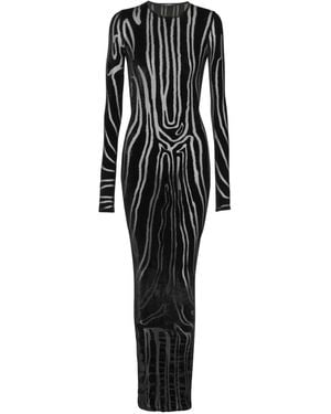 Balmain Zebra Print Midi Dress - Black
