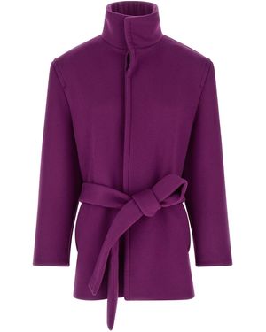 Saint Laurent Abrigo de lana de doble cara de - Morado
