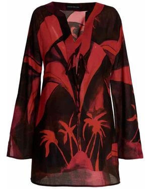 Louisa Ballou Druckte Short Kaftano - Rot