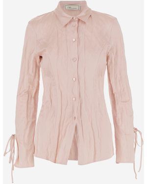 Blumarine Crinkled Satin Shirt - Pink