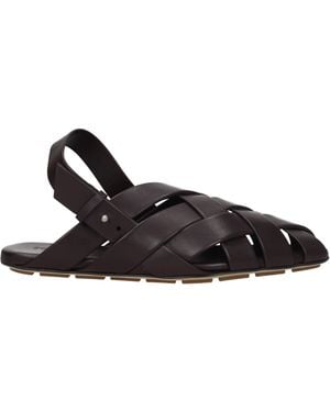 Bottega Veneta Slippers En Hoeven Man Bruin Leer/donkere Chocolade - Zwart