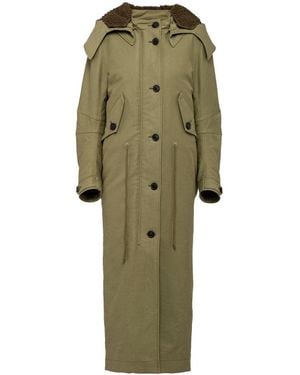 Prada Parka Largo Verde Militar Con Capucha Desmontable, Mujer, Talla
