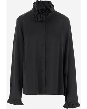 Jil Sander Viskose Rüschenhemd - Schwarz