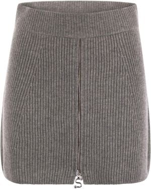 Sportmax Refolo Wool And Cashmere Skirt - Gray