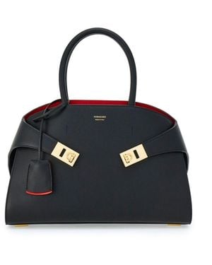 Ferragamo Tote Hug Medium Aus Leder - Schwarz
