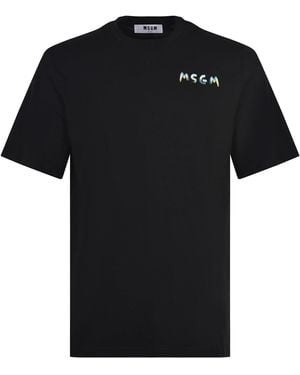 MSGM T Shirt Made Of Cotton - Black
