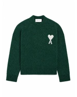 Ami Paris Rundhalspullover mit De Coeur - Grün