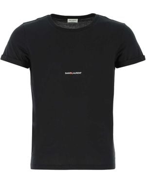 【関税&送料込】Saint Laurent Black Washed Cotton T-Shirt Saint Laurent Washed Cotton T-Shirt in Black for Men | Lyst