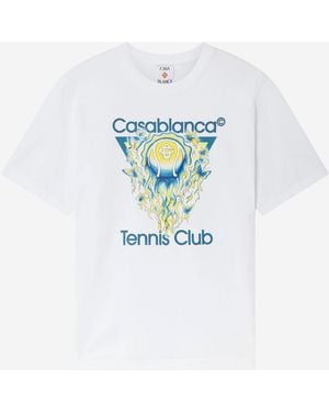 CASABLANCA Baumwoll-T-Shirt mit Logo - Blau