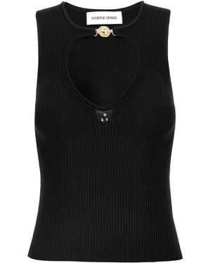Marine Serre 'Moon Jewellery Knit Open Neck' Top - Black