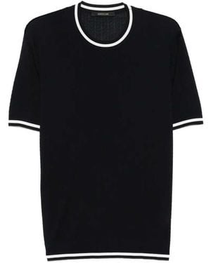 Montecore Fine Knit T Shirt With Contrasting Trim - Black