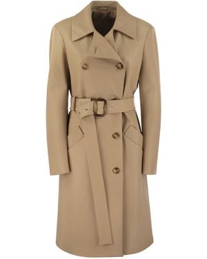 Sportmax Giostra Nappa Leather Trench Coat - Natural