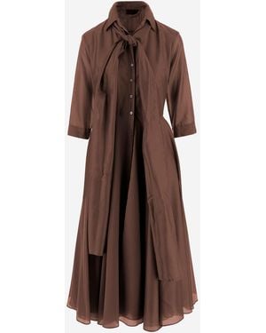 F.it Lyocell Blend Dress With Knotted Collar - Brown