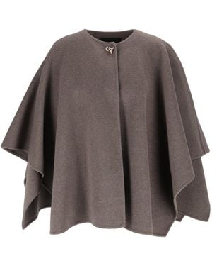 Fabiana Filippi Falcon Draped Wool-Cashmere Blend Cape - Grey