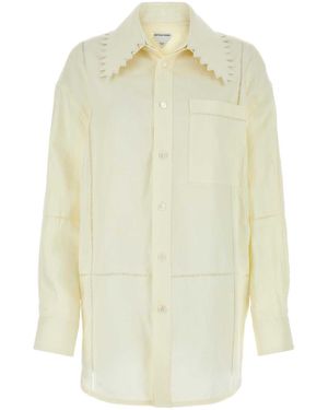 Bottega Veneta English Embroidery Linen Shirt - White