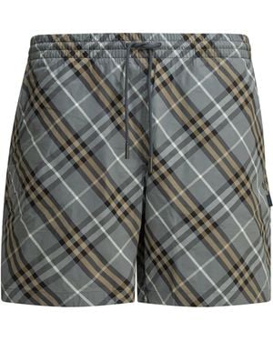 Burberry Check Beach Nylon Shorts - Grey