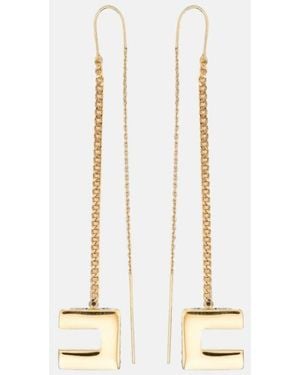 Elisabetta Franchi Boucles d'oreilles à enfiler à pendentif avec logo - Blanc