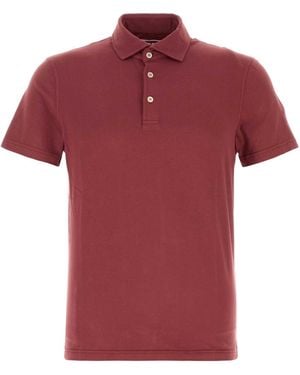 Fedeli Tyrian Stretch Cotton Polo Shirt - Red
